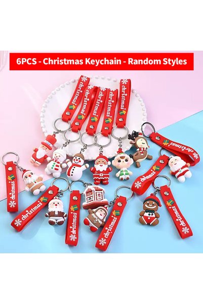 Choice 6PCS 6PCS/3PCS/1PC - Cute Christmas with Pimp Keychain Cartoon 3D Sant...