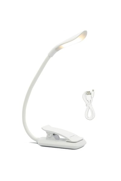 OSITE SKY White USB Rechargeable Clip-On Book Light 3 Color Book Lamp Adjusta...