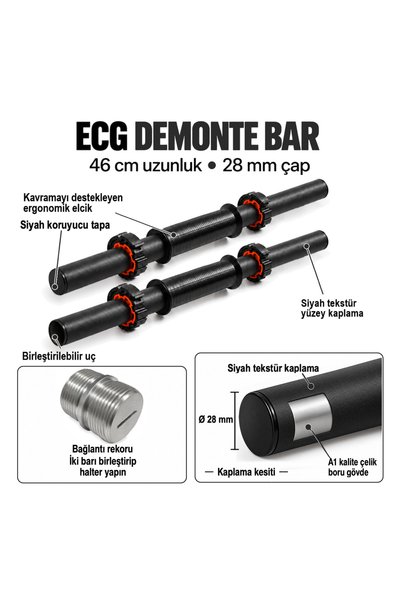 ECG 22 KG Multifonksiyonel Halter Seti ve Dambıl Seti Ağırlık Fitness Seti