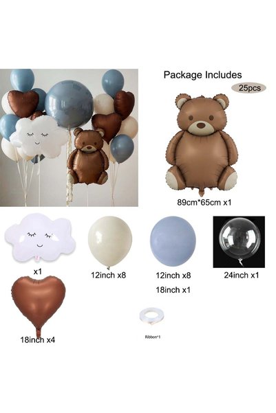 Choice Other 25PCS 25pcs Clouds Cartoon Brown Bear Love Heart Foil Balloon Se...