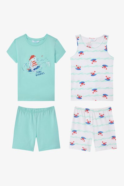 Penti Set de pijamale din bumbac din 2 piese Surf Buddies pentru băieți