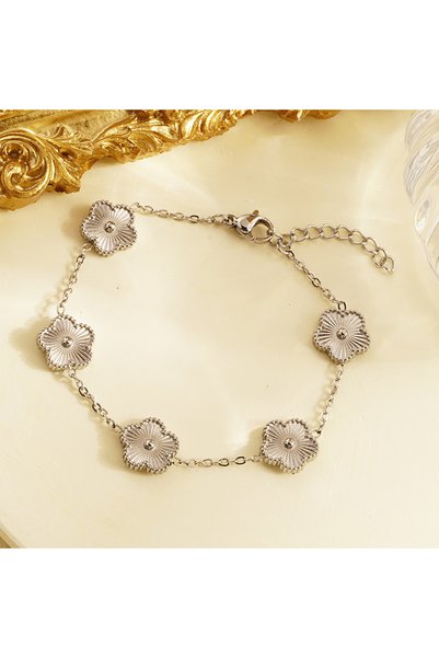 Choice Silver Color Fashion Flower Stainless Steel Bracelets For Women Trendy...