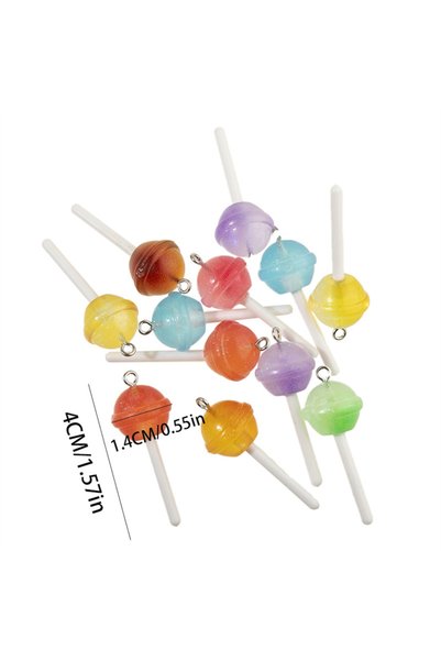 Choice 10pcs 10Pcs Colorful Sugar Candy lollipop Resin Charms Kawaii 3D Penda...