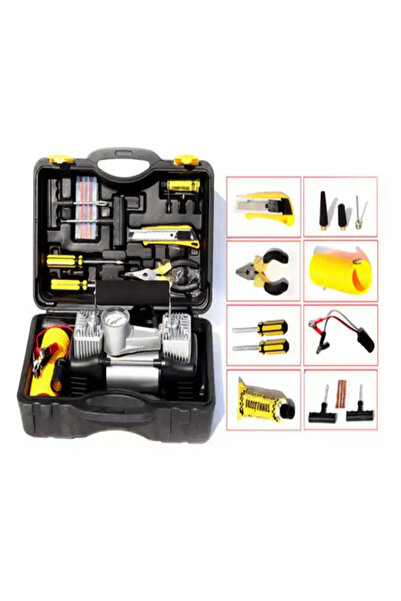 MOONSHOP Pro Seri Çelik Gövde Çift Pistonlu 12 V 150 Psi Dakikada 85 Lt Araç Araba Lastik Bot Şişirme