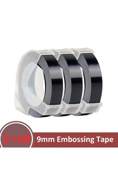 Choice13 3Rolls Black 3Pcs Compatible Dymo 3D Label Tape 9mm Dymo 3D Embossin...
