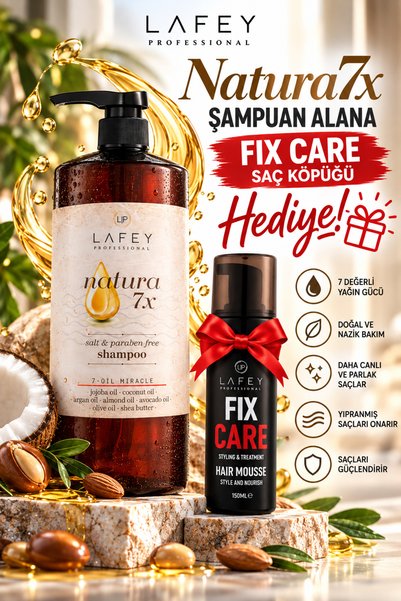 Lafey Professional NATURA 7X Besleyici & Onarıcı Etkili Tuzsuz Saç Şampuanı 1...