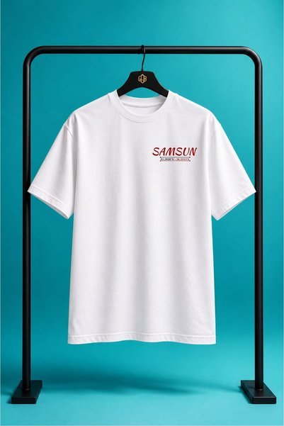 GOB Collection Unisex Minimal Printed Samsun 100% Cotton Regular Crew Neck Sh...