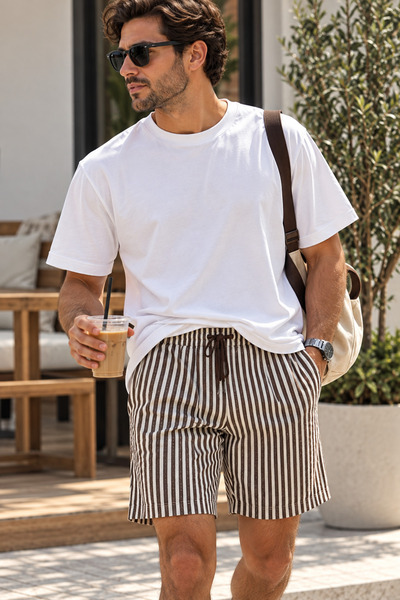 nutika Striped Cotton Shorts
