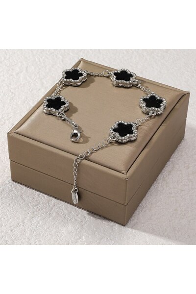 Choice Silver Color Flower Shape Bracelet Multi Colored With Shiny Cubic Zirc...