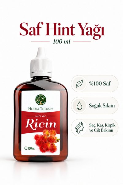Herbal Therapy Saf Hint Yağı 100 ml – Soğuk Sıkım, Kaş/Kirpik Güçlendirici, S...