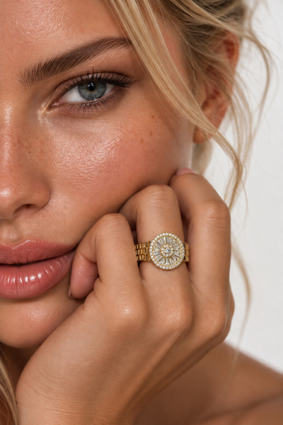 Nearsis Zircon Stone Wheel Model Ring