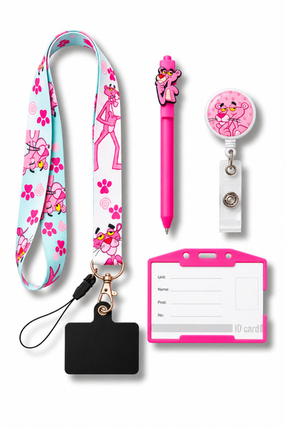 excarpin Pink Panther Themed Neck Strap Lanyard Yoyo Card Holder Pen Phone Ho...