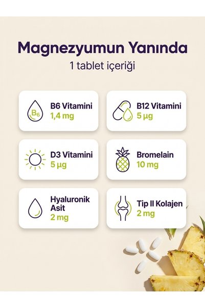 TATLİNDA Magnesium Complex 30 Tablets - 6 Forms of Magnesium, Vitamins B6, B12, and D3