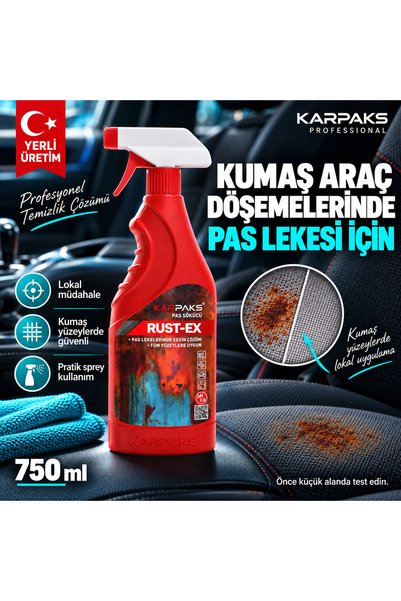 KARPAKS Rust-Ex Halı Kumaş Pas Lekesi Sökücü Sprey 750 ml Koltuk Döşeme Temizleyici