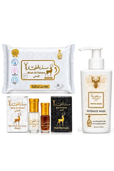 MUSK AL TAHARA مجموعة العناية الداخلية Intim Care 130 مل + مناديل مبللة للمنط...