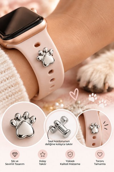 BP Tattoo Apple Watch Uyumlu Pati Figürlü Kordon Aksesuar Silver Charm