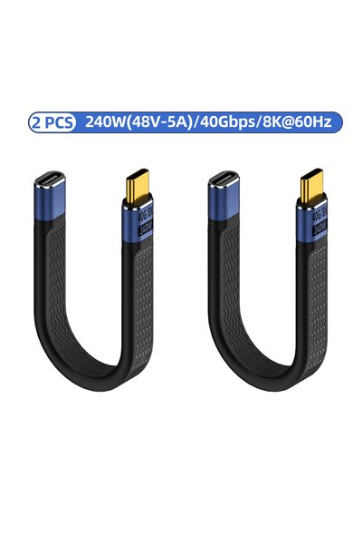 Choice3 2x 240W-CG-CM-13cm USB4 Type-C Short Cable 40Gbps 240W PD Fast Chargi...