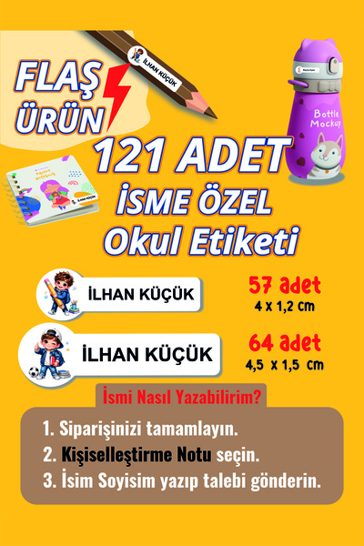 YUNUS COPY Okul Etiketi Kalem Defter Etiketi Neşeli Çocuk Özel Isim Yazılabil...
