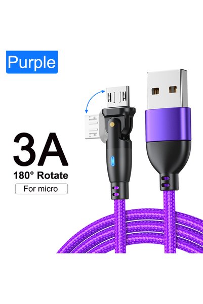 Choice4 USB-A to Micro USB 2m PURPLE AUFU 3A Micro USB Cable Fast Charging fo...