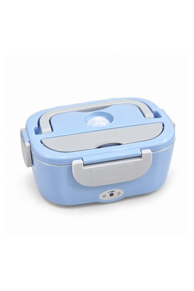 GLOBIVA 1.5L Electric Lunch Box, 80W Food Warmer with Removable 304 Stainless Steel Tray, Portable Heated Lunch Box for Office, Car & Travel – Blue