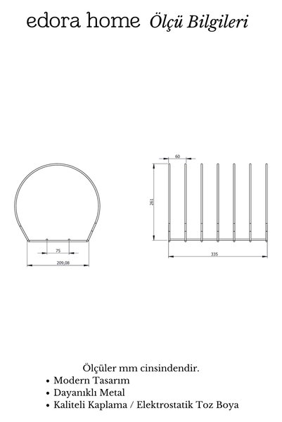 Edora Home Mat Gümüş Tava Tepsi Tabaklık Mutfak Düzenleyici Paslanmaz Metal