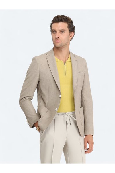 Kip Vizon Desenli Modern Fit Ceket