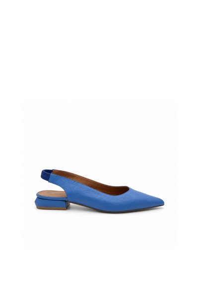 Folle Blue Genuine Leather Low Heeled Women's Ballerina Shoes