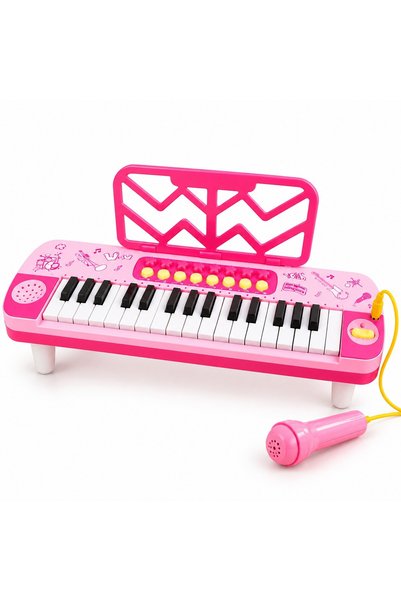 Salamandra Kids Pian de jucărie pentru copii cu microfon, 3+ ani, roz