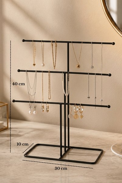 Edora Home Black 6-Arm Metal Jewelry Stand - Necklace, Earring, Bracelet Orga...