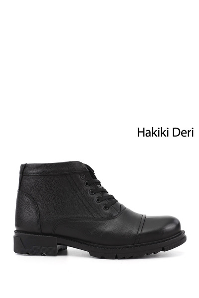 GÖNDERİ(R) Erkek Siyah Fermuarlı Hakiki Deri Klasik Bot