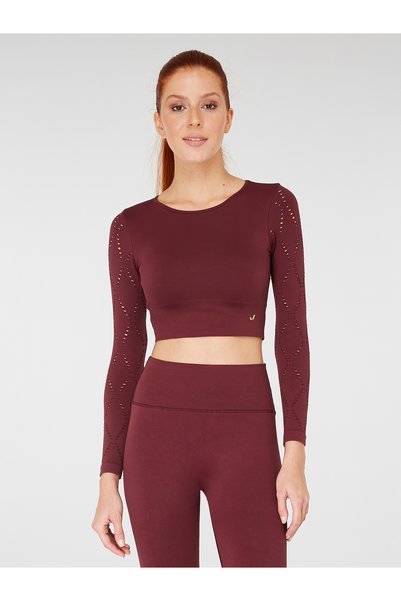 Jerf Naples Long Sleeve Crop Top Econyl Claret Red