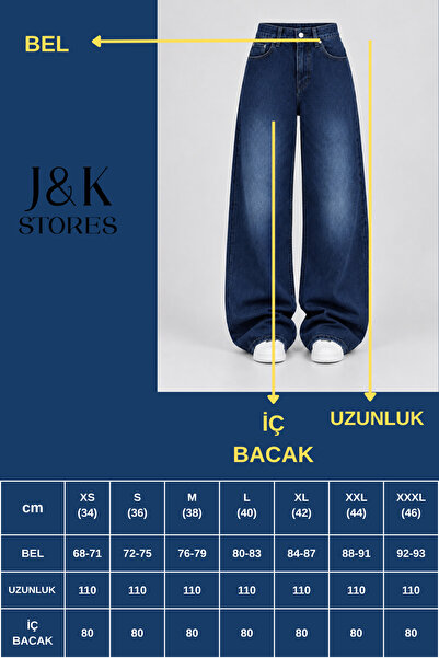 J&KSTORES Women's High Waist Washed Wide Leg Jean Trousers