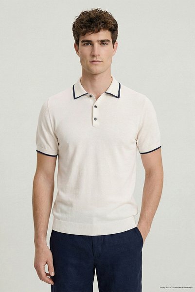 SMILE Colmenares Off-White 100% Cotton Polo T-Shirt