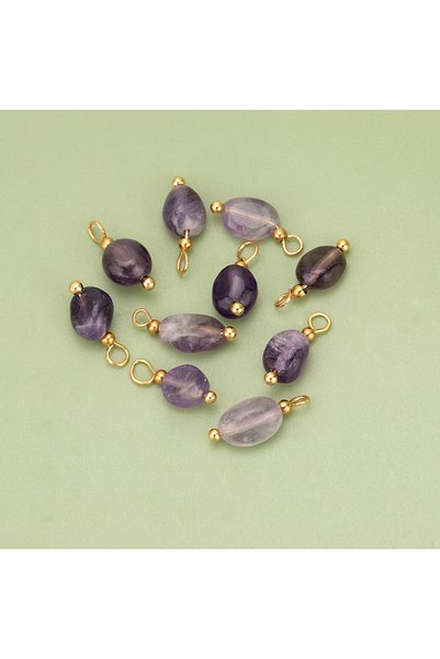 Choice Amethyst 10pcs High Quality Handmade Golden Plated Natural Stones Char...