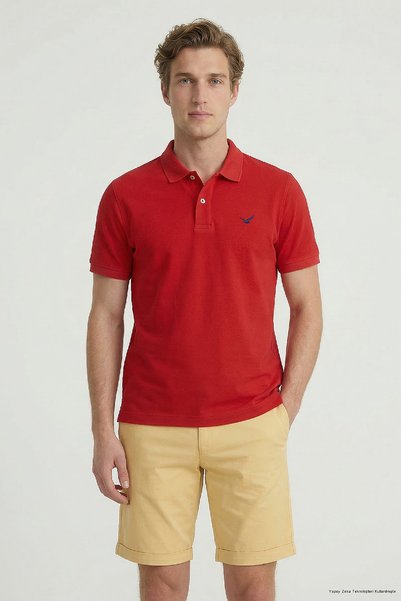 SMILE Cayman Red 100% Gazeli Aegean Cotton Polo T-Shirt