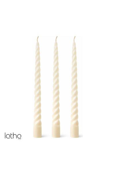 Lethe Design Spiral Mum 3’lü Set - Dekoratif İtalyan Burgulu Şamdan Mumu (3 A...