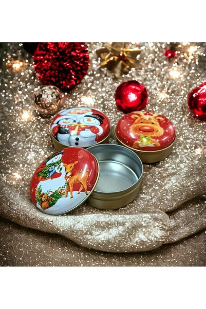ayyagift New Year Patterned Metal Box - New Year's Eve Christmas Gift and Jewelry - Candle Box 10 Pieces 7.3 X 3.5cm