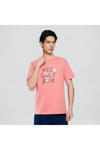 Giordano Men’s Slim Cotton Crew Neck Message Print Tee