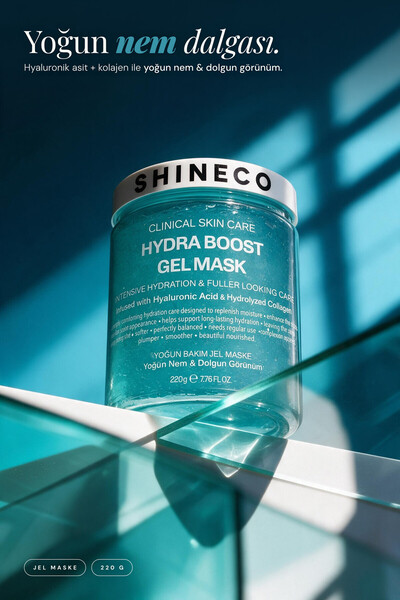 Shineco Intense Moisture Gel Mask with Hyaluronic Acid and Collagen, Plumping and Revitalizing, Hydra Boost