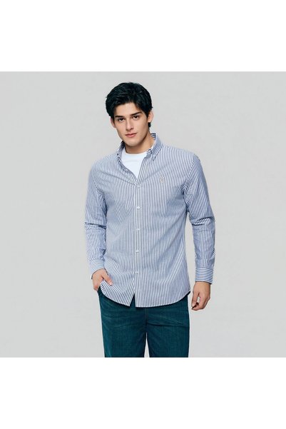 Giordano Men’s Cotton Slim Oxford Shirt with Embroidery