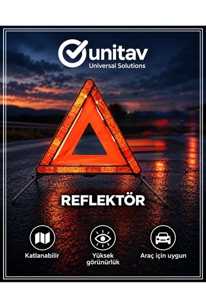 Carvorio Unitav EURO STANDARTLARINDA E-BELGEYE SAHİP ÜÇGEN REFLEKTÖR