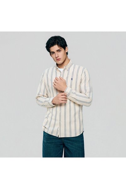 Giordano Men’s Cotton Slim Oxford Shirt with Embroidery