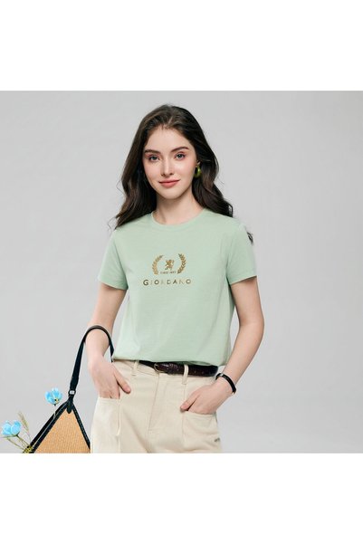 Giordano Women’s Regular Fit Cotton Crew Neck Printed Tee