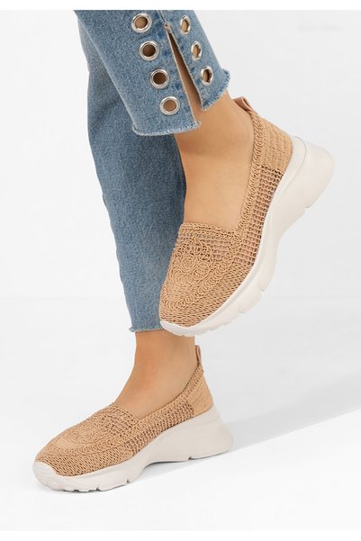 B T Shoes Mocasini cu platforma Willena kaki