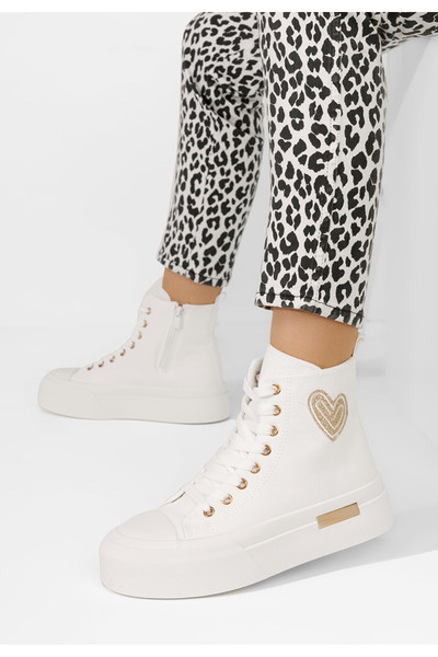B T Shoes Tenisi cu platformă Carylsa albi