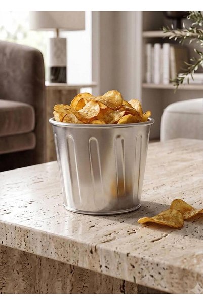 The Mia Chips and Popcorn Bowl Chrome 10 cm