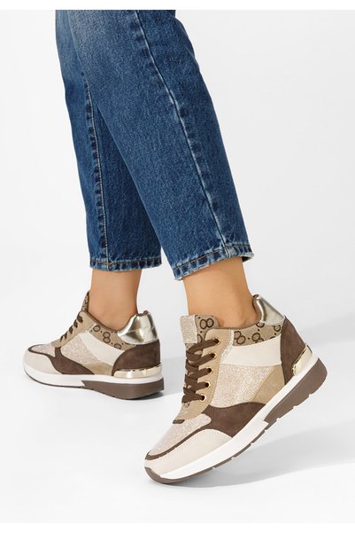 B T Shoes Sneakers dama cu platforma ascunsa Kali kaki