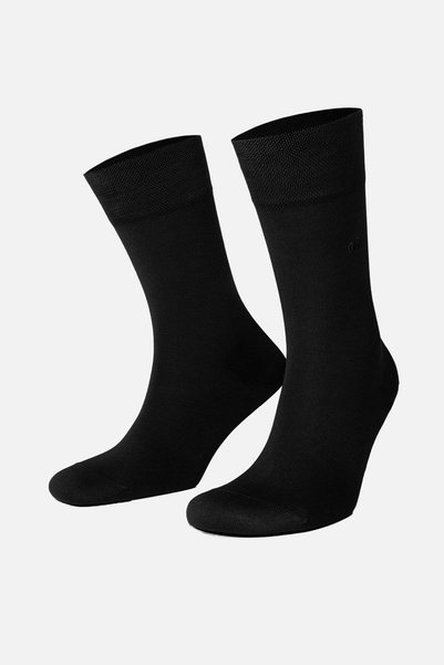 Mısırlı Men's Mercerized Single Embroidered Super Thin Socks Black