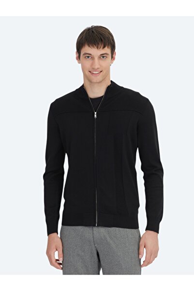 Kip Black Cotton Blend Cardigan
