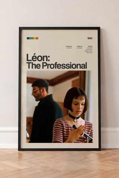 Pena Tablo Leon The Professional Retro Film Posteri Siyah Çerçeveli Tablo - F...